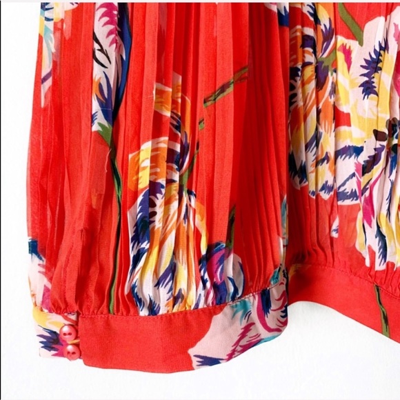 Free People Red Hibiscus Floral Sleeveless Top S - Picture 4 of 8